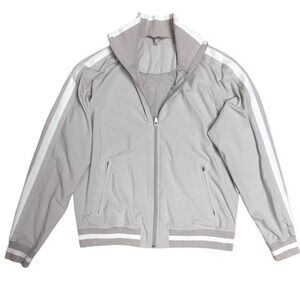 Athleta‎ Retro Varsity Full Zip Track Jacket Gray Womens Size S